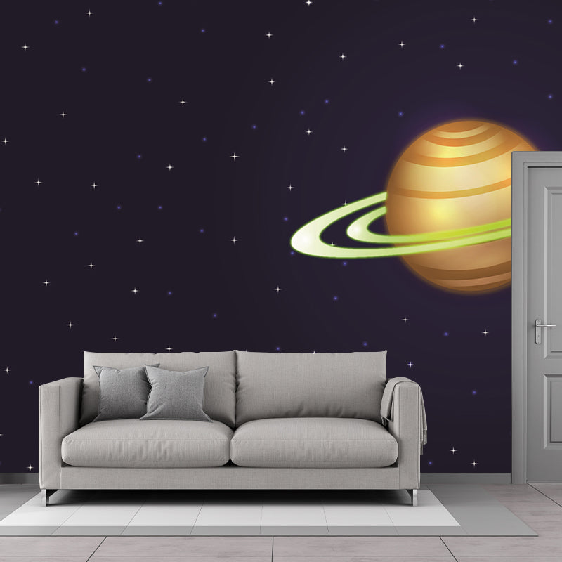 Art Style Children Kids Planet Mural Wallpaper Illustration Mildew Resistant Wall Art