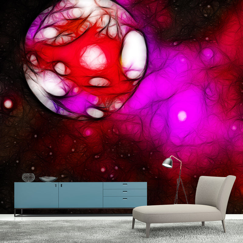 Planet Mural Children's Art Style Wallpaper Illustration Mildew Resistant for Wall Decor