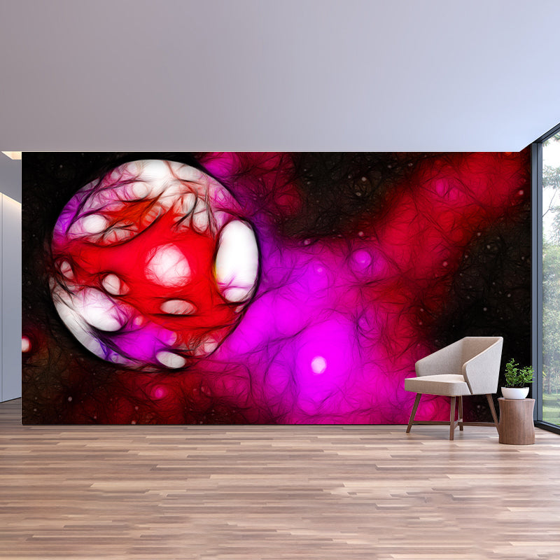 Planet Mural Children's Art Style Wallpaper Illustration Mildew Resistant for Wall Decor