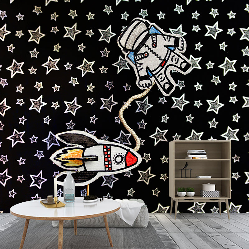 Kid's Art Style Universe Mural Wallpaper Illustration Mildew Resistant for Wall Decor