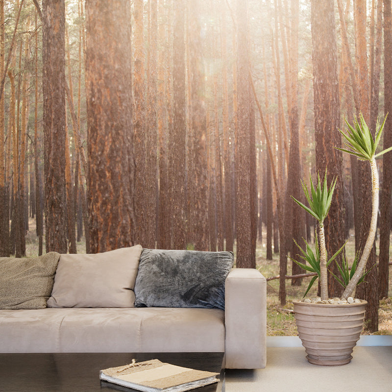 Modern Style Forest Wall Mural Wallpaper Photography Mildew Resistant for Home Decor