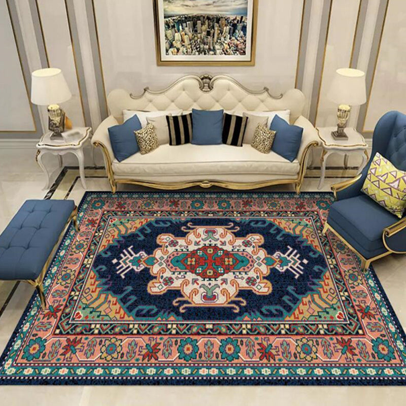 Light Orange Retro Carpet Polyester Graphic Carpet Washable Carpet for Living Room