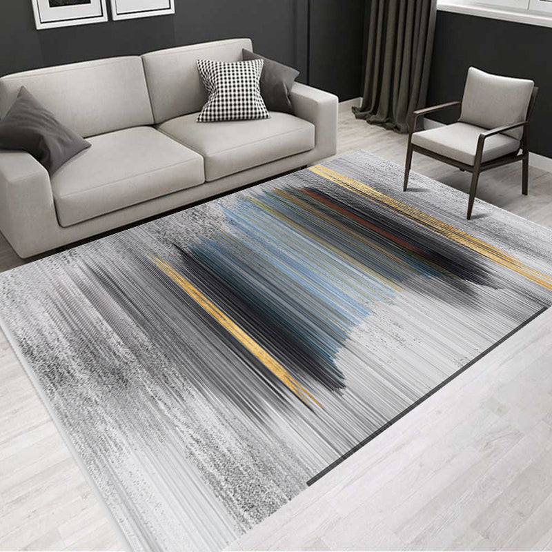 Tapis gris moderne polyester tapis lavable simple pour le salon