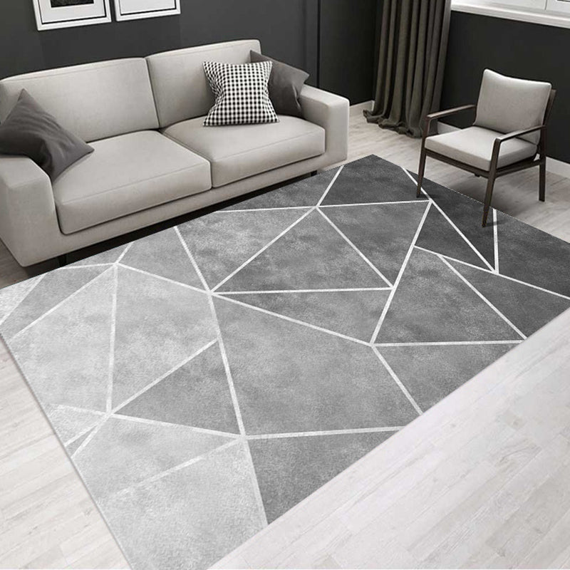 Tapis gris moderne polyester tapis lavable simple pour le salon