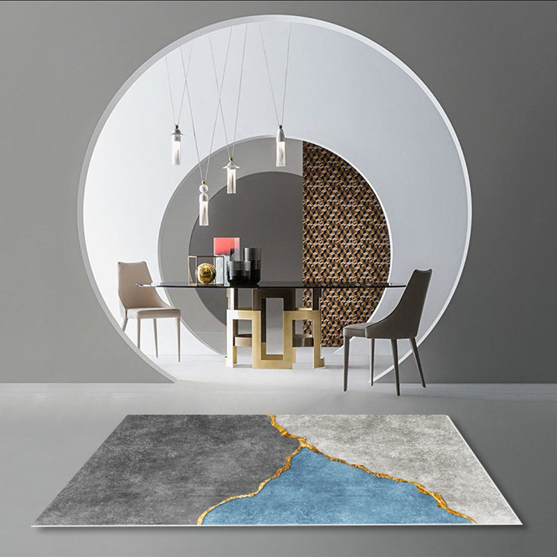 Gray Modern Rug Polyester Color Piece Rug Washable Rug for Home Decor