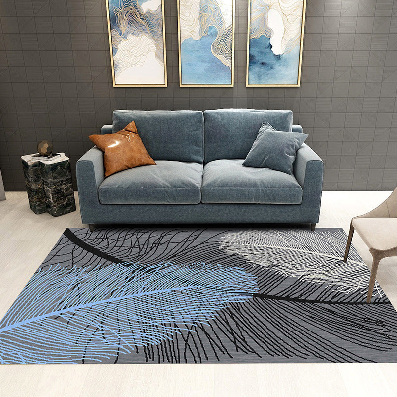 Tapis gris moderne en polyester tapis roulable de tapis lavable pour décoration intérieure