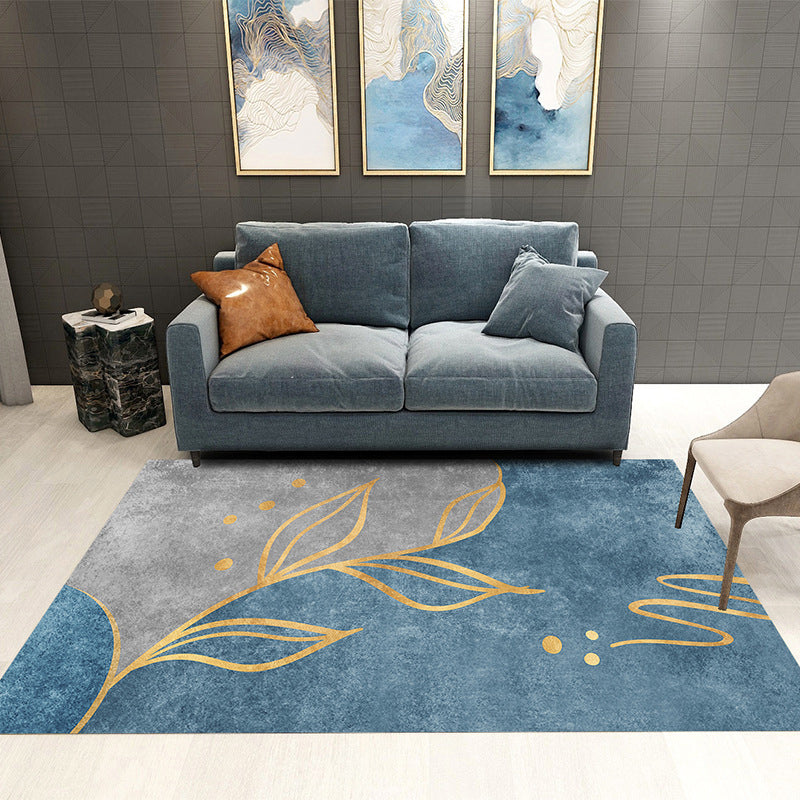 Tapis gris moderne en polyester tapis roulable de tapis lavable pour décoration intérieure