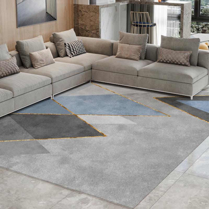 Gray Modern Rug Polyester Color Piece Rug Washable Rug for Home Decor