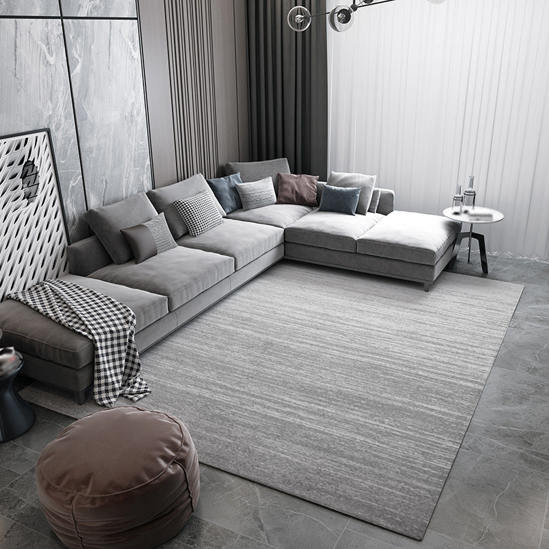 Tapis gris moderne en polyester tapis roulable de tapis lavable pour décoration intérieure