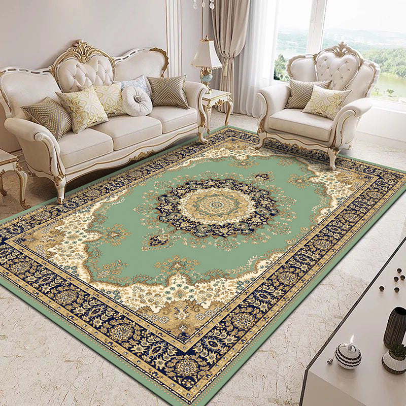Red Medallion Carpet Polyester Pattern Rug Washable Carpet for Home Decor