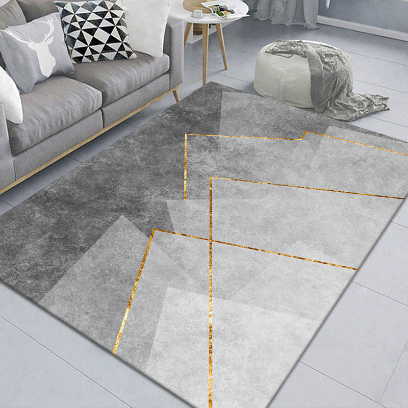 Black Modern Rug Polyester Pattern Indoor Rug Stain Resistant Rug for Living Room