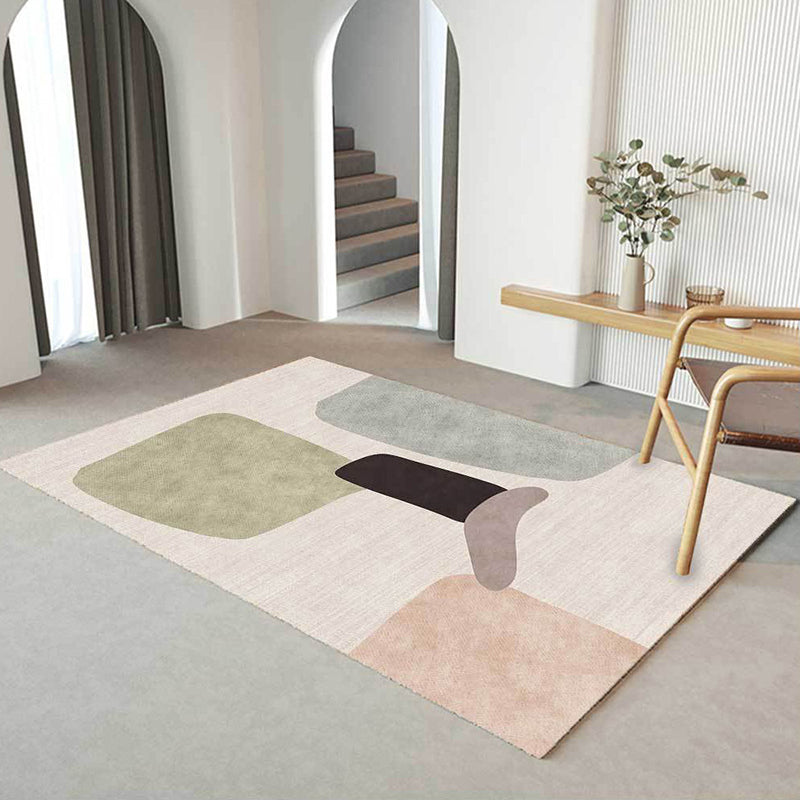 Light Brown Simple Rug Polyester Line Rug Stain Resistant Rug for Living Room