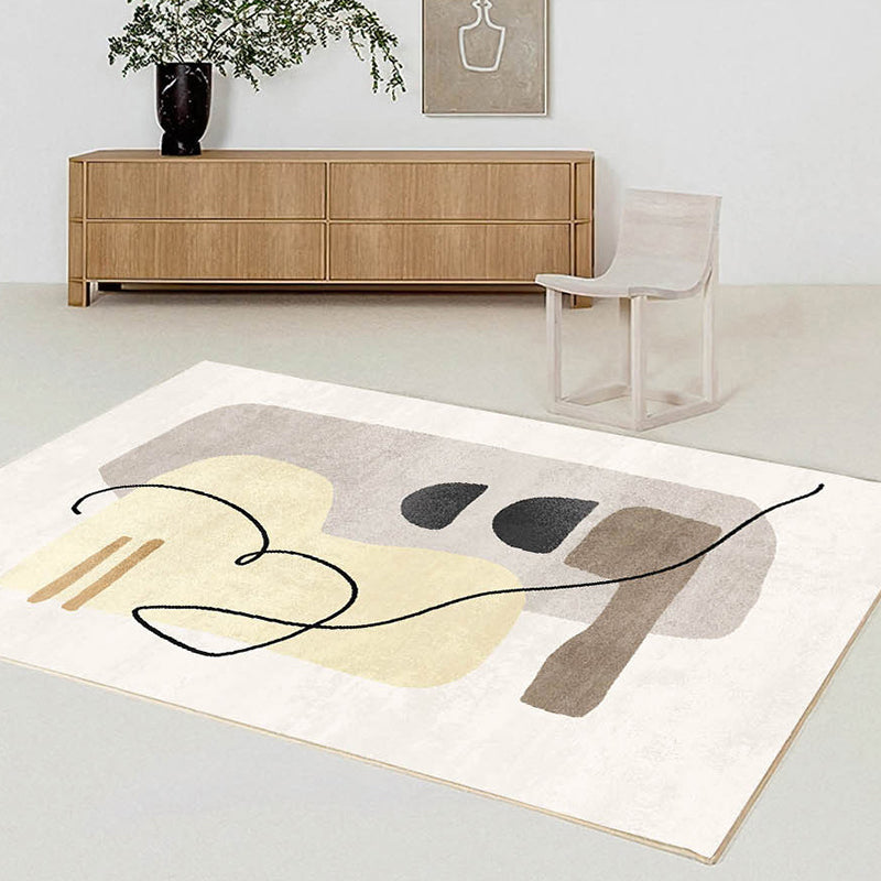 Light Brown Simple Rug Polyester Line Rug Stain Resistant Rug for Living Room