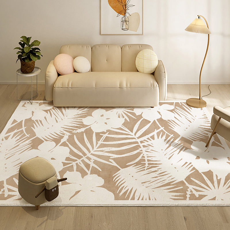 Light Brown Simple Rug Polyester Line Rug Stain Resistant Rug for Living Room