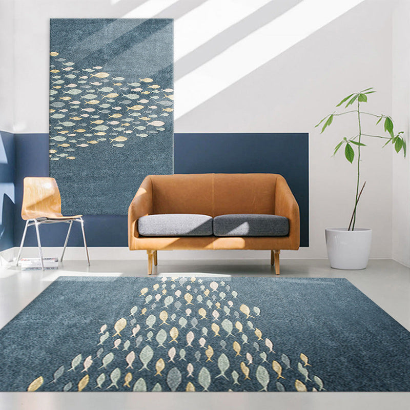 Grey Modern Rug Polyester Line Rug Non-Slip Backing Rug for Home Decoration