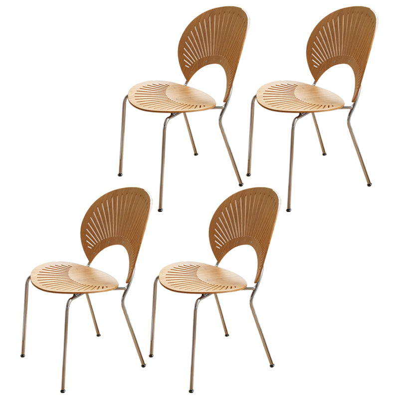 Industriële armloze stoelen indoor-outdoor massief houten eetstoelstoel