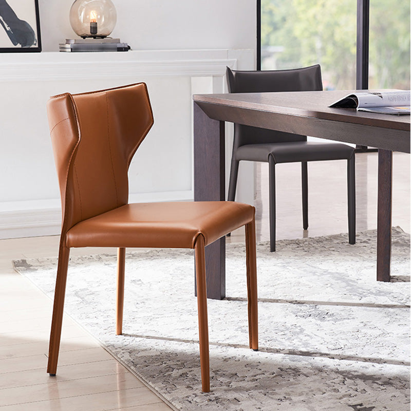 Silla moderna de metal para interiores y exteriores, silla lateral de comedor sin brazos con respaldo