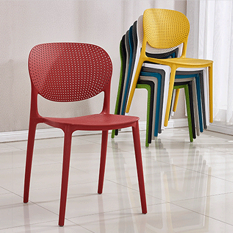 Silla lateral moderna de plástico para interior y exterior, silla lateral de comedor con respaldo abierto para el hogar