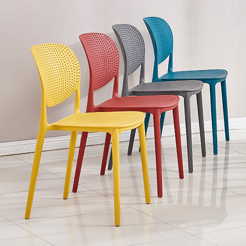 Silla lateral moderna de plástico para interior y exterior, silla lateral de comedor con respaldo abierto para el hogar