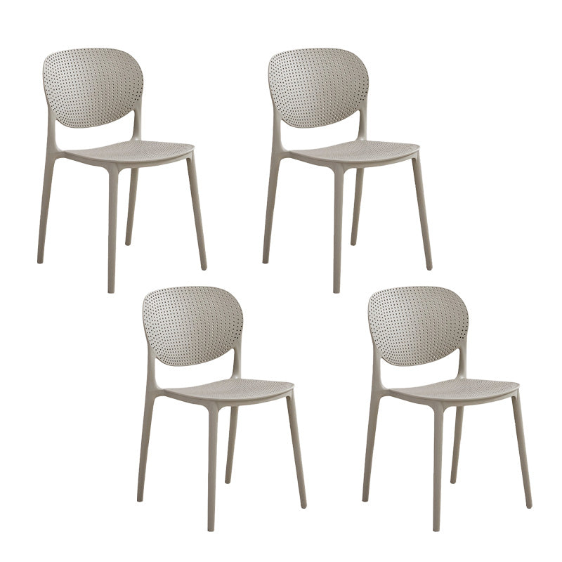 Silla lateral moderna de plástico para interior y exterior, silla lateral de comedor con respaldo abierto para el hogar
