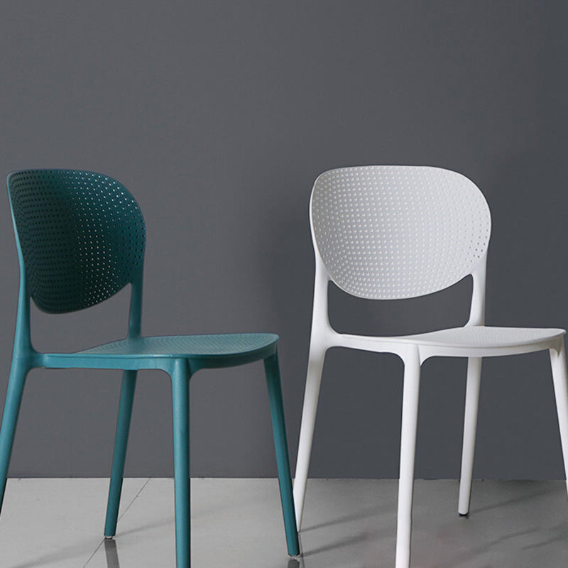 Silla lateral moderna de plástico para interior y exterior, silla lateral de comedor con respaldo abierto para el hogar