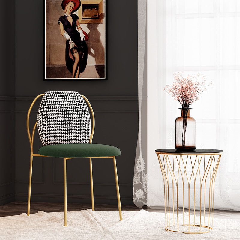 Sillas de comedor estilo Glam, silla sin brazos para comedor de cocina con patas de metal