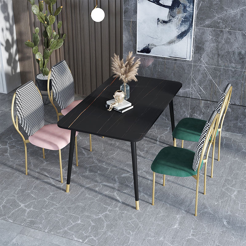 Sillas de comedor estilo Glam, silla sin brazos para comedor de cocina con patas de metal