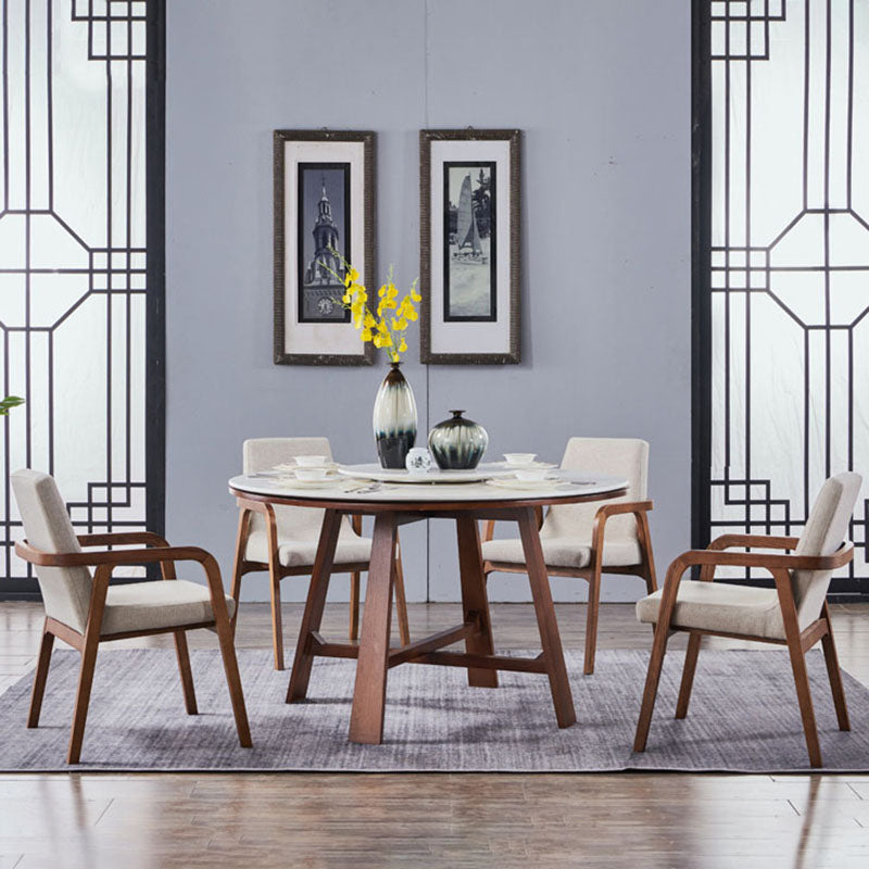 Silla de comedor de madera tradicional para uso doméstico Silla acolchada con respaldo sólido con brazo