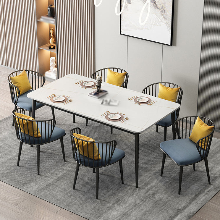 1/5/7 Pcs Metal Glam Dining Table Set with Rectangle Table Dinette Set
