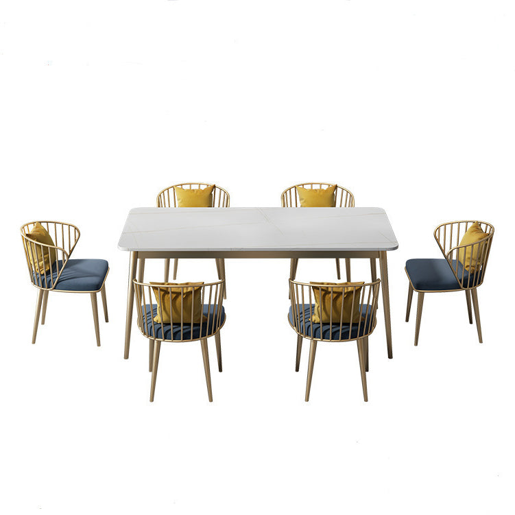 1/5/7 Pcs Metal Glam Dining Table Set with Rectangle Table Dinette Set