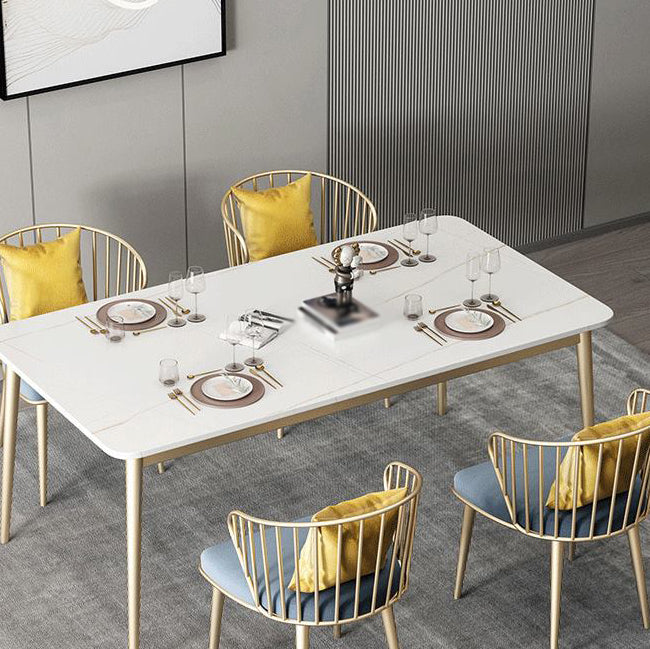 1/5/7 Pcs Metal Glam Dining Table Set with Rectangle Table Dinette Set