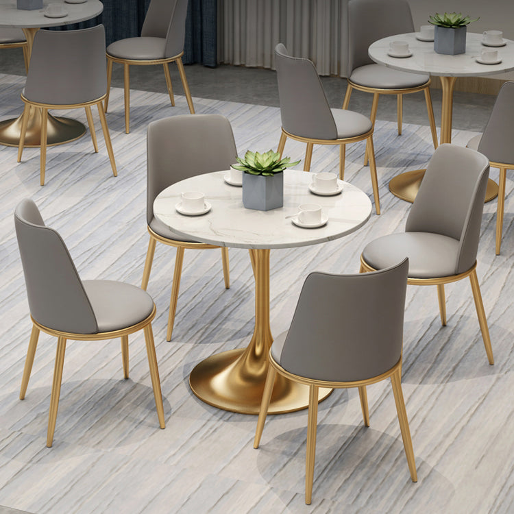 1/2/4/5 Pcs Metal Glam Dining Room Set with Round Table and Metal Base Dining Set