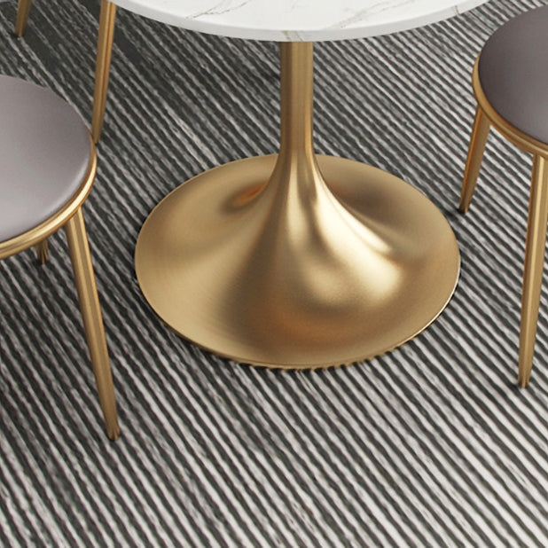 1/2/4/5 Pcs Metal Glam Dining Room Set with Round Table and Metal Base Dining Set