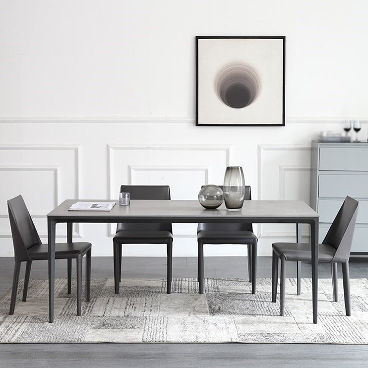 1/3/4/5/7 Pieces Modern Dining Set with Grey Top Table and Leather Chairs Dinette Set