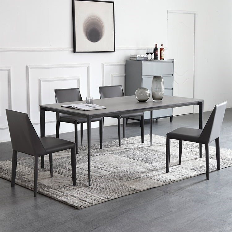 1/3/4/5/7 Pieces Modern Dining Set with Grey Top Table and Leather Chairs Dinette Set