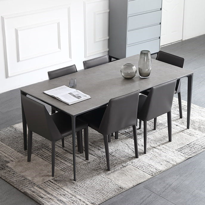 1/3/4/5/7 Pieces Modern Dining Set with Grey Top Table and Leather Chairs Dinette Set