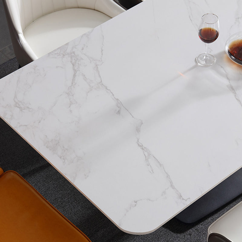 Modern 1/4/5/7 Pieces Dining Set White Rectangle Sintered Stone Dining Table Set