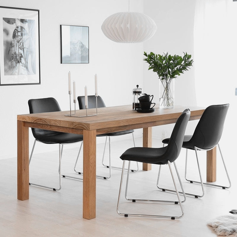 Rectangle 4 Legs Minimalist Dining Table Solid Wood Fixed Table for Restaurant
