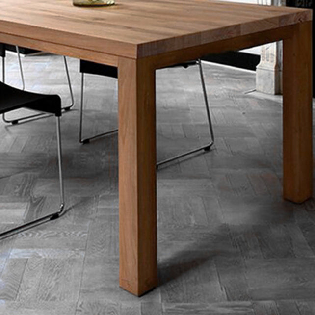 Rectangle 4 Legs Minimalist Dining Table Solid Wood Fixed Table for Restaurant