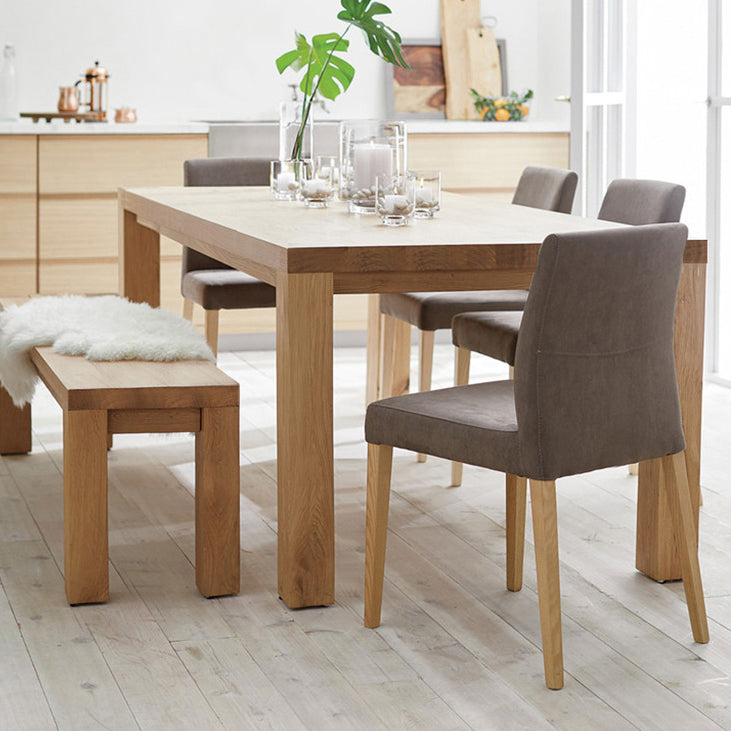 Rectangle 4 Legs Minimalist Dining Table Solid Wood Fixed Table for Restaurant