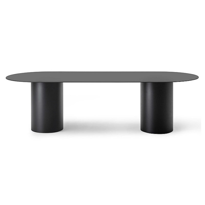 Muebles ovales de estilo contemporáneo Mesa de comedor de madera maciza de doble pedestal