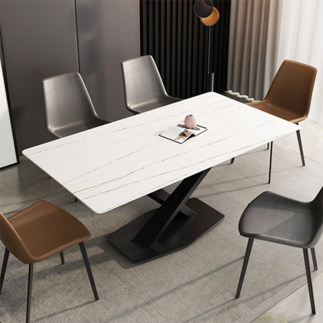 Industriële keuken Standaard eettafel Eettafel van gesinterd steen met voetstuk
