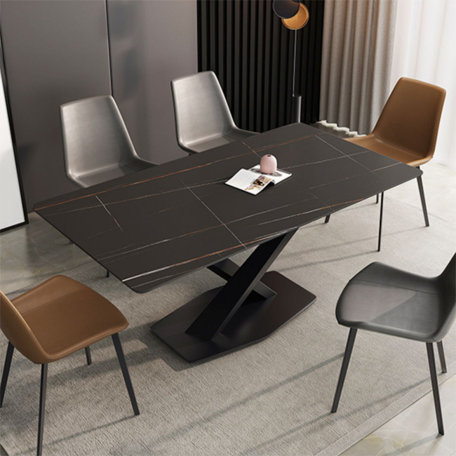 Industriële keuken Standaard eettafel Eettafel van gesinterd steen met voetstuk