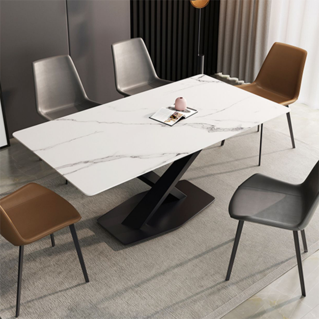 Industriële keuken Standaard eettafel Eettafel van gesinterd steen met voetstuk