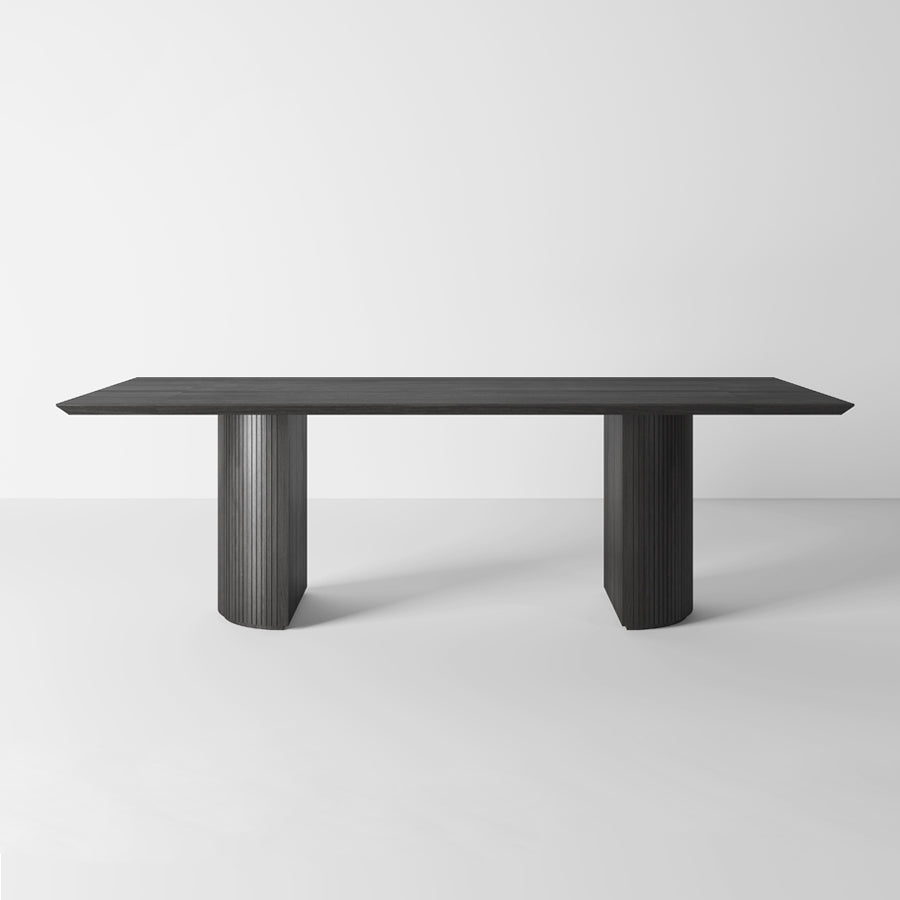 Rectangle Double Pedestal Modern Table Black Fixed Table of Pinewood Solid Wood