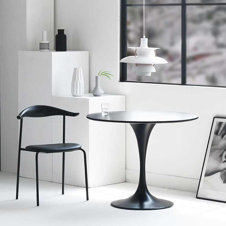 Table à manger ronde moderne en bois Table à manger de cuisine standard avec base en tulipe