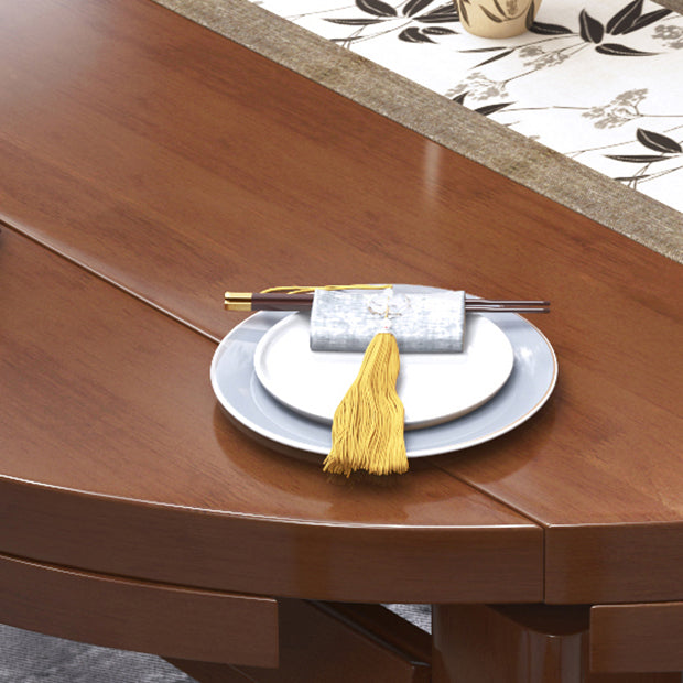 Contemporary Solid Wood Extendable Table Round Standard Dining Table for Kitchen
