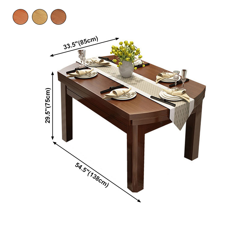 Contemporary Solid Wood Extendable Table Round Standard Dining Table for Kitchen