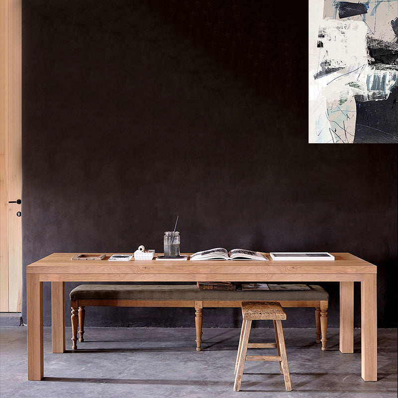 Solid Wood Contemporary Rectangular Dining Table Pine Wood Top Indoor Table with 4 Legs