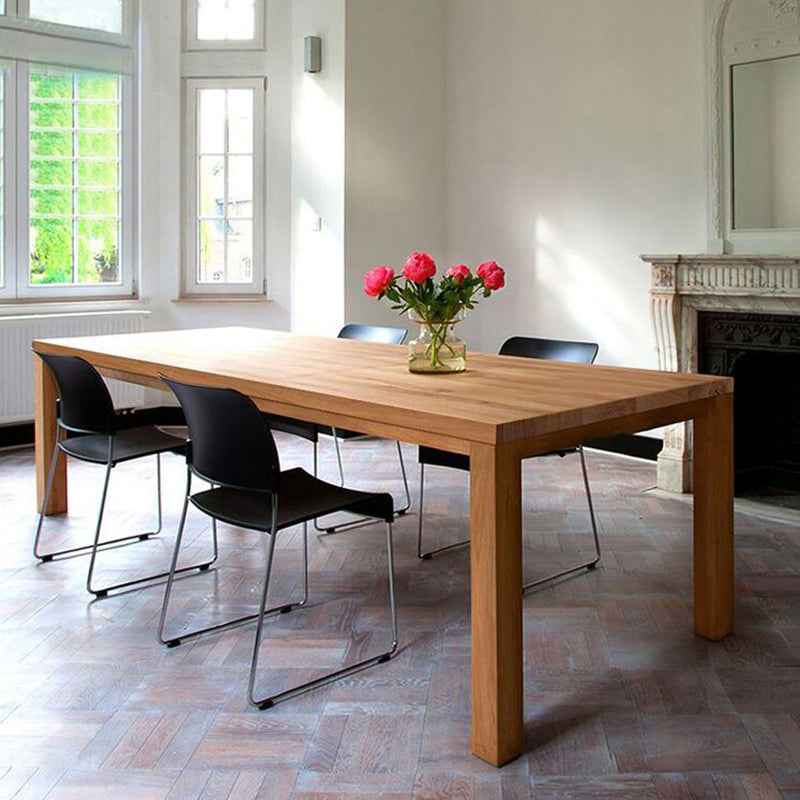 Solid Wood Contemporary Rectangular Dining Table Pine Wood Top Indoor Table with 4 Legs